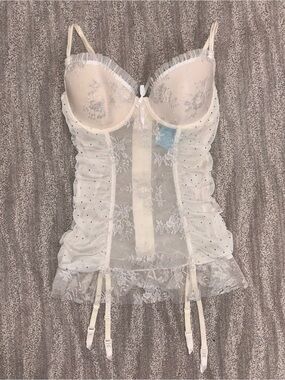 Victoria’s Secret Sexy Little Things Bridal Bustier Dress Sheer Women’s 36C